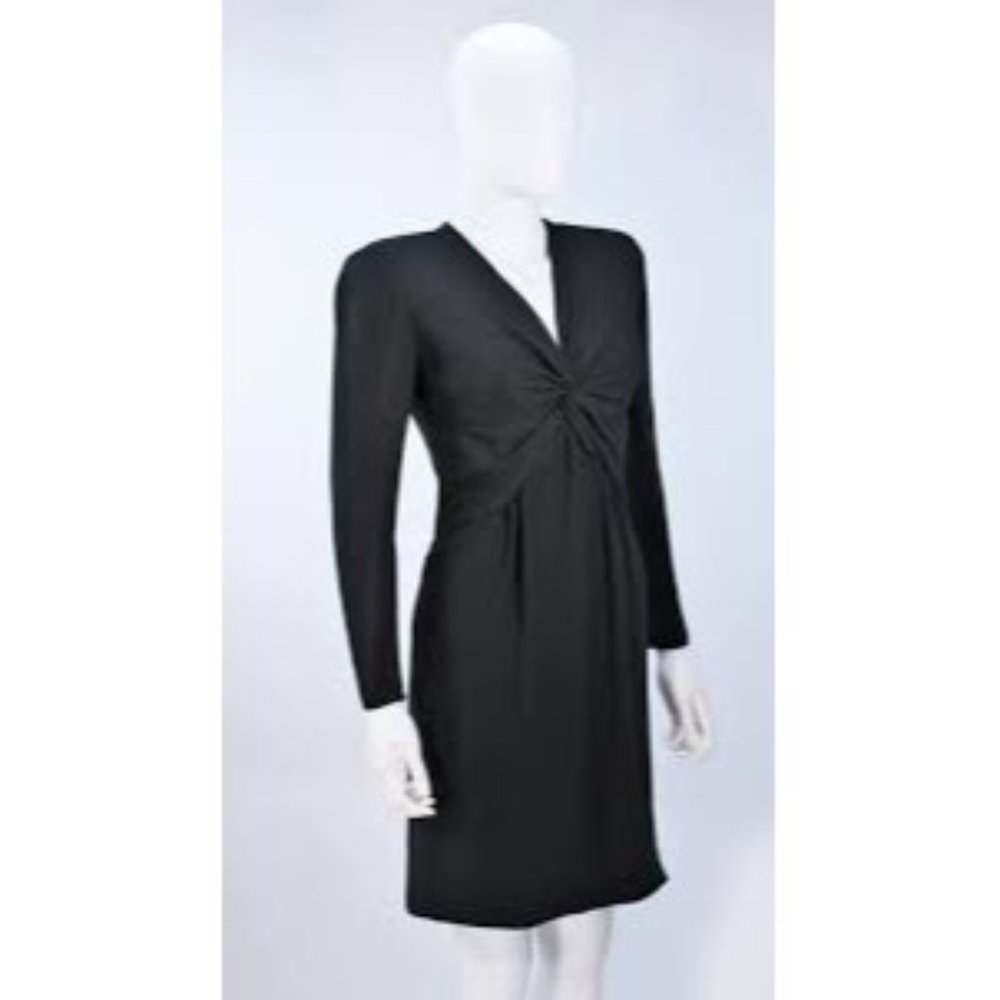 Chetta B Little Black Twist Cocktail Dress Side Zip Size 8